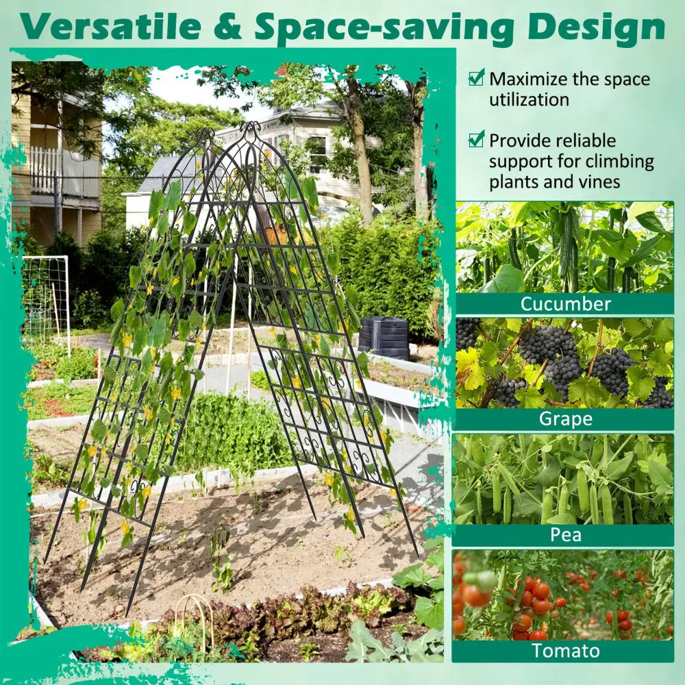 2/4 Pack 71 x 20 Inch Metal Garden Trellis for Climbing Plants-Set of 4 - Black - Plant Supports