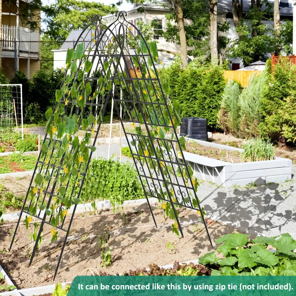 2/4 Pack 71 x 20 Inch Metal Garden Trellis for Climbing Plants-Set of 4 - Black - Plant Supports