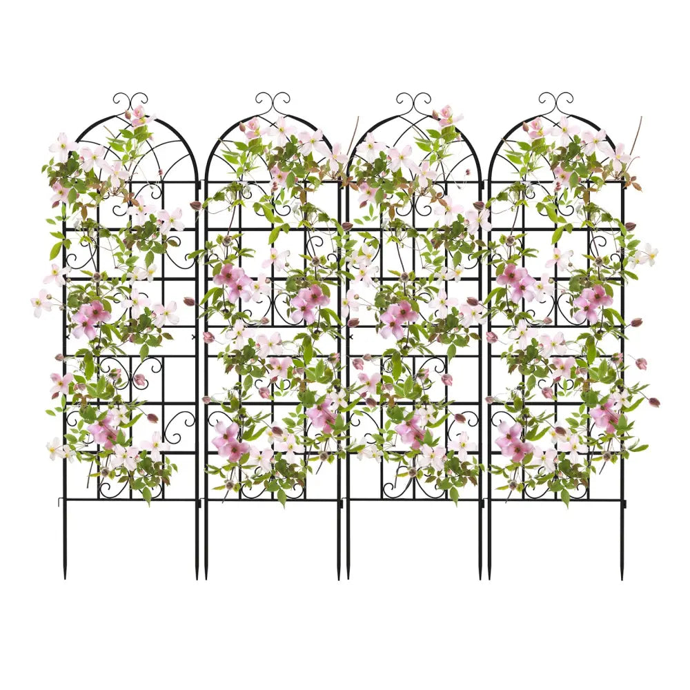 2/4 Pack 71 x 20 Inch Metal Garden Trellis for Climbing Plants-Set of 4 - Black - Plant Supports