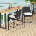 2/4 Pieces Outdoor PE Rattan Cushioned Barstool Set with Armrests-Set of 2 - Off White - Patio Bar Furniture