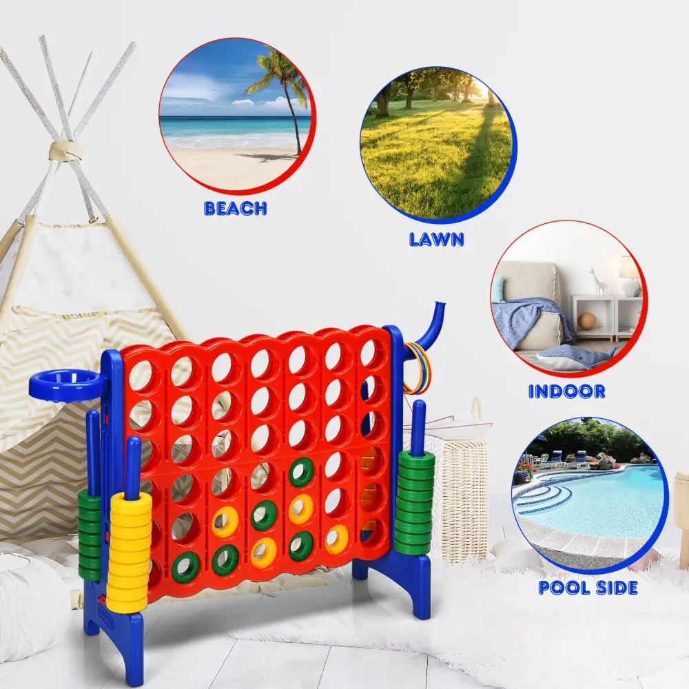 2.5 Feet 4-to-Score Giant Game Set-Blue - Blue - Lawn Games