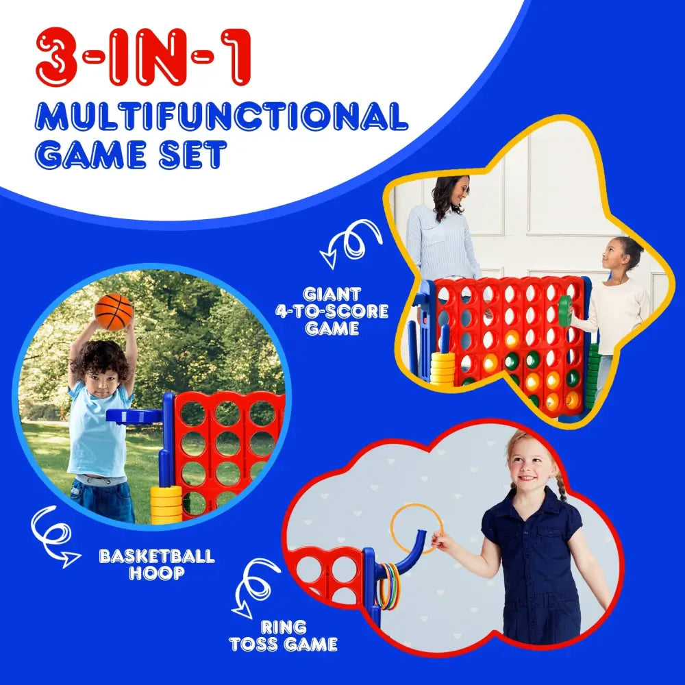 2.5 Feet 4-to-Score Giant Game Set-Blue - Blue - Lawn Games