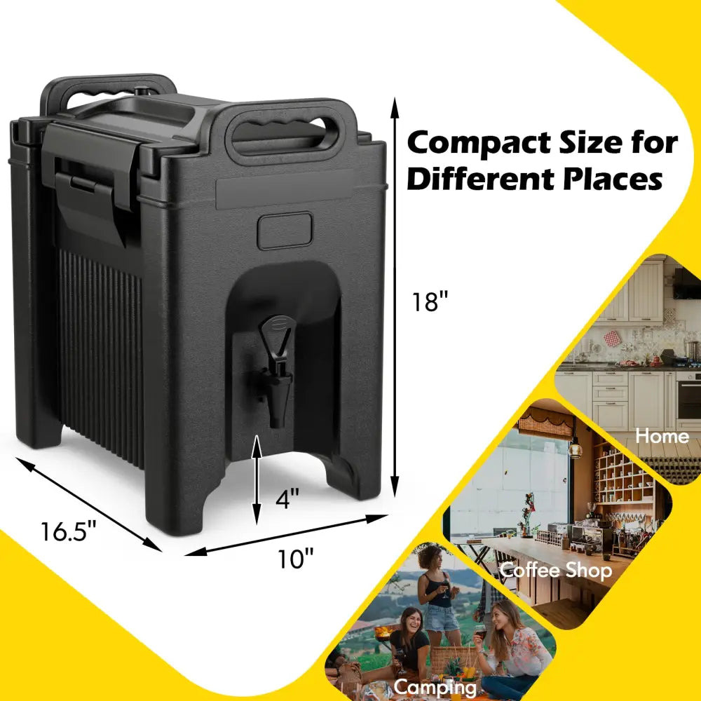 2.5 Gallon Insulated Beverage Server Dispenser-Black - Black - Water Dispensers
