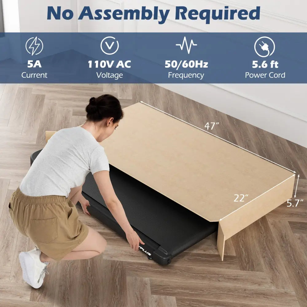 2.5HP Under Desk Treadmill with Remote Control and 3 Countdown Modes-Black - Black - Treadmills