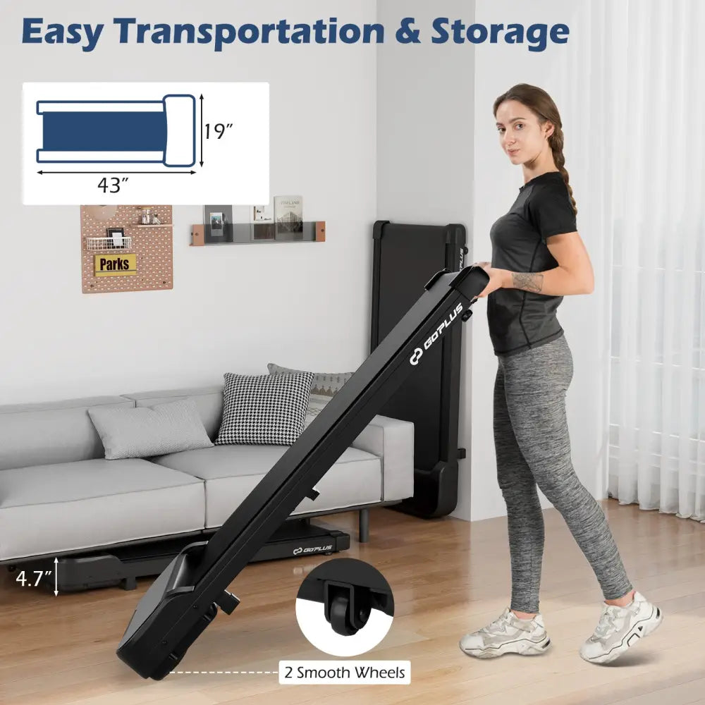 2.5HP Under Desk Treadmill with Remote Control and 3 Countdown Modes-Black - Black - Treadmills