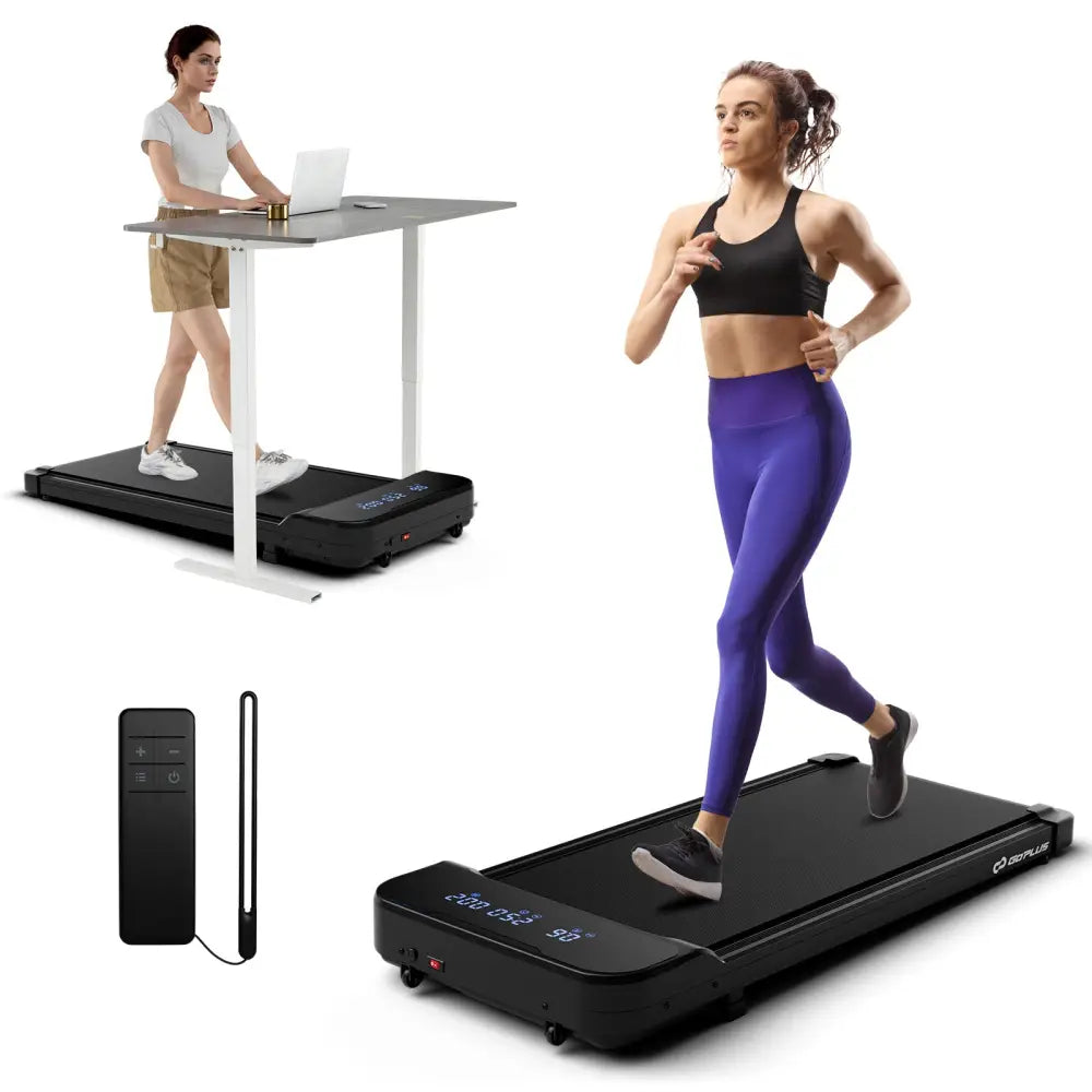 2.5HP Under Desk Treadmill with Remote Control and 3 Countdown Modes-Black - Black - Treadmills