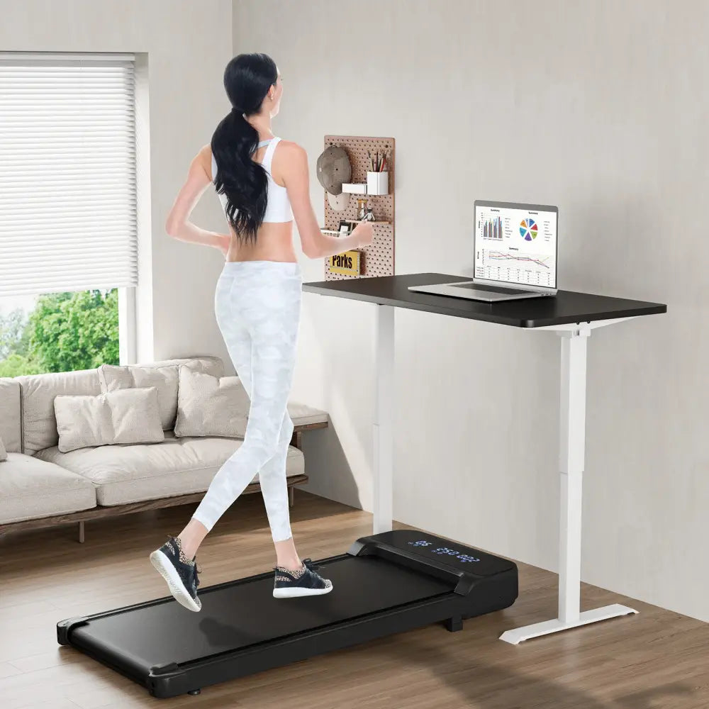 2.5HP Under Desk Treadmill with Remote Control and 3 Countdown Modes-Black - Black - Treadmills