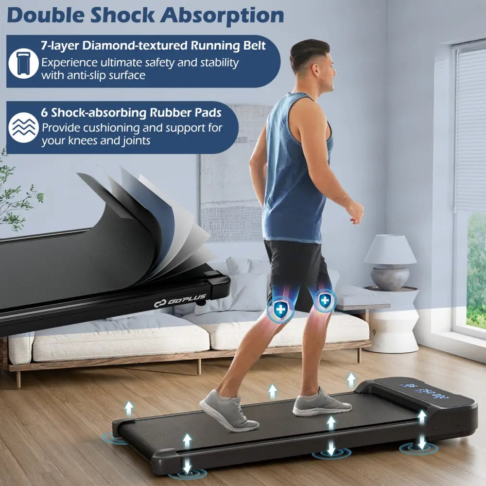 2.5HP Under Desk Treadmill with Remote Control and 3 Countdown Modes-Black - Black - Treadmills
