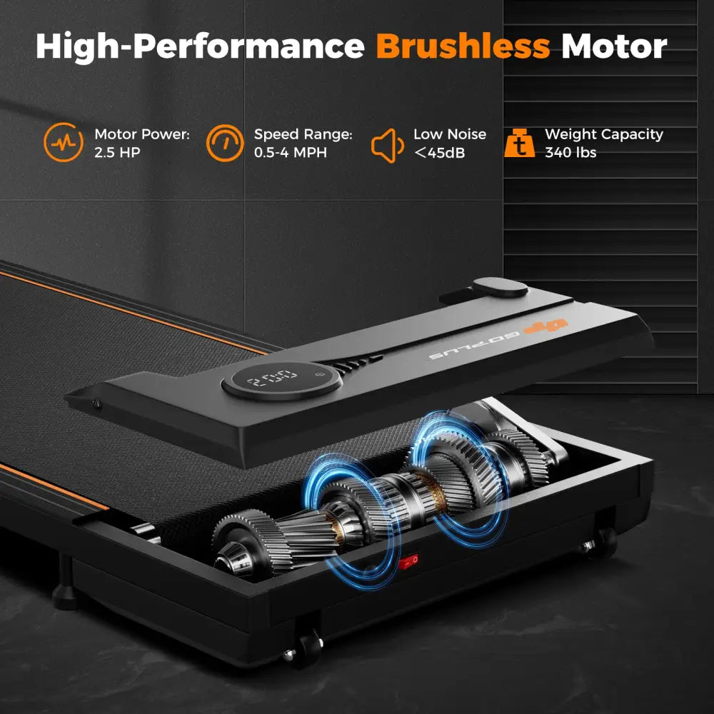2.5HP Under Desk Treadmill with Remote Control for Home Office-Black - Black - Treadmills