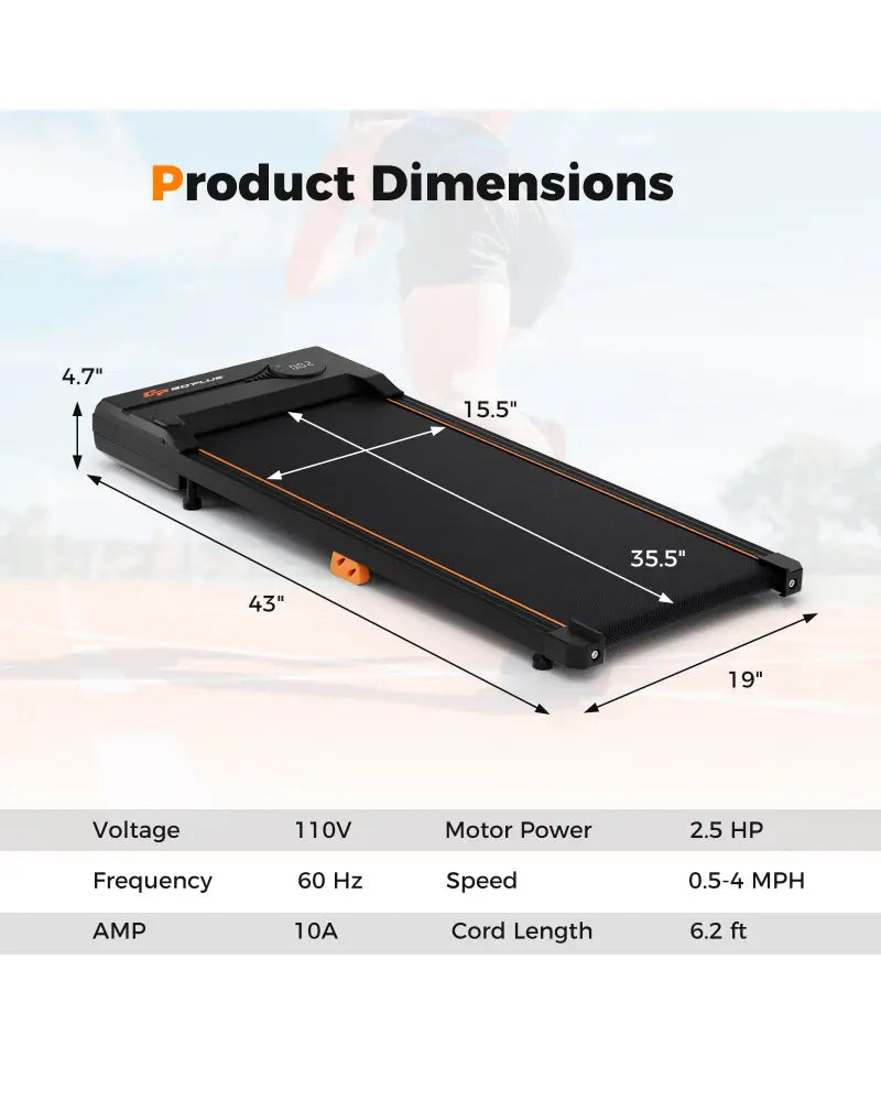 2.5HP Under Desk Treadmill with Remote Control for Home Office-Black - Black - Treadmills