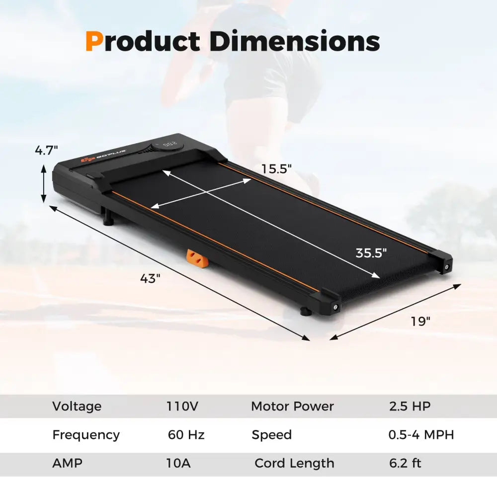 2.5HP Under Desk Treadmill with Remote Control for Home Office-Black - Black - Treadmills