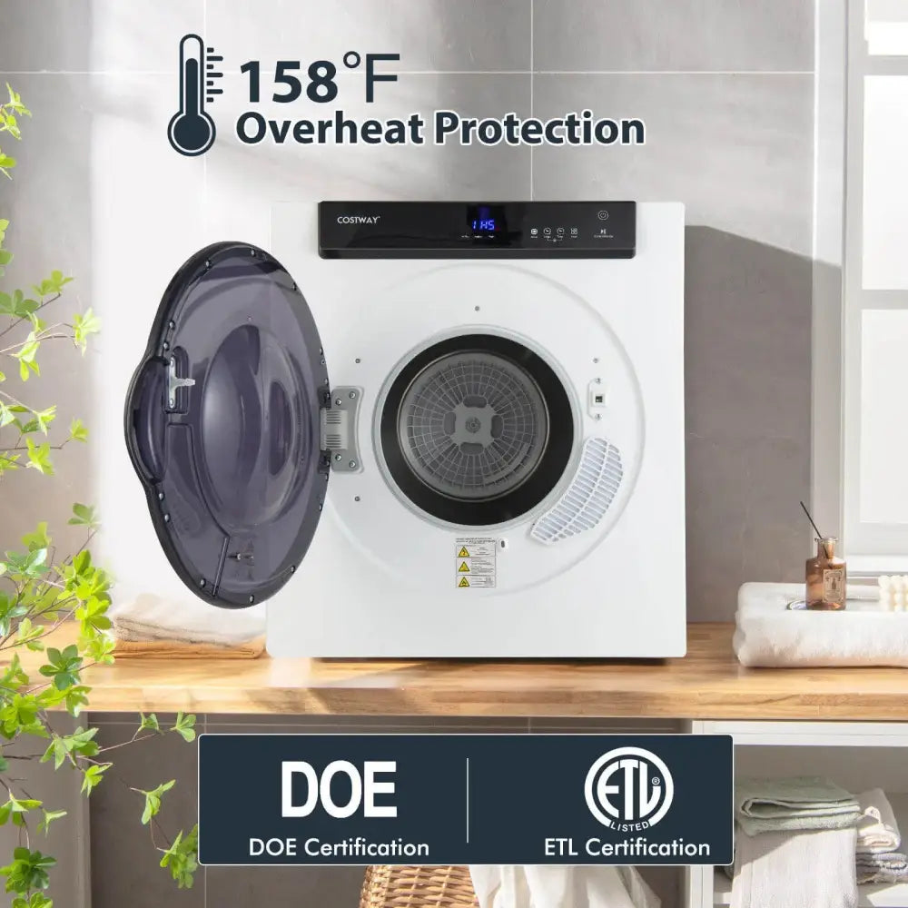 2.6 Cu.ft Compact Clothes Dryer with Touch Panel and 2 Modes-White Costway