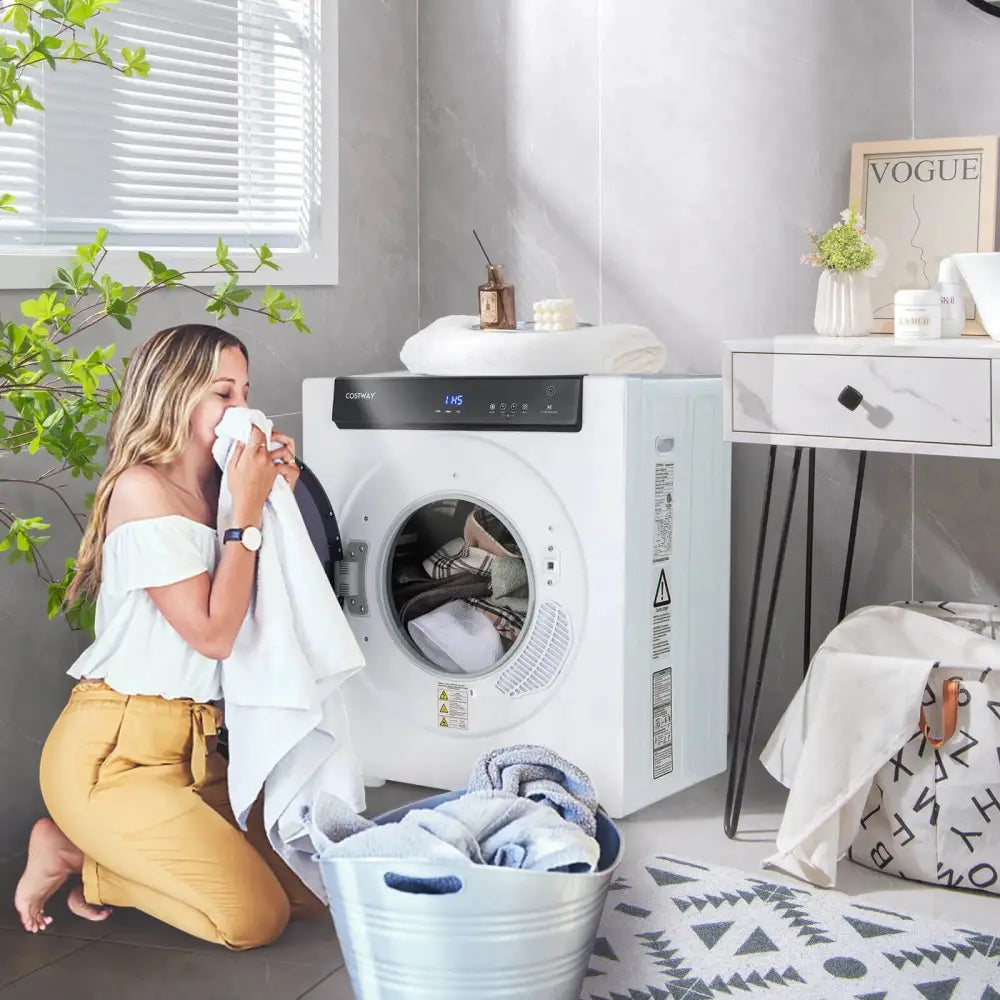 2.6 Cu.ft Compact Clothes Dryer with Touch Panel and 2 Modes-White Costway