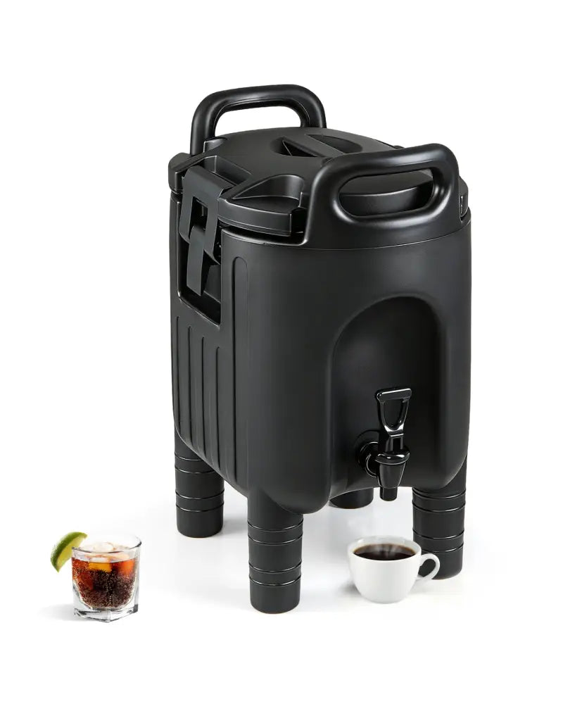 2.6 Gal Insulated Beverage Dispenser with Handles and Two-Stage Faucet-Black - Black - Water Dispensers