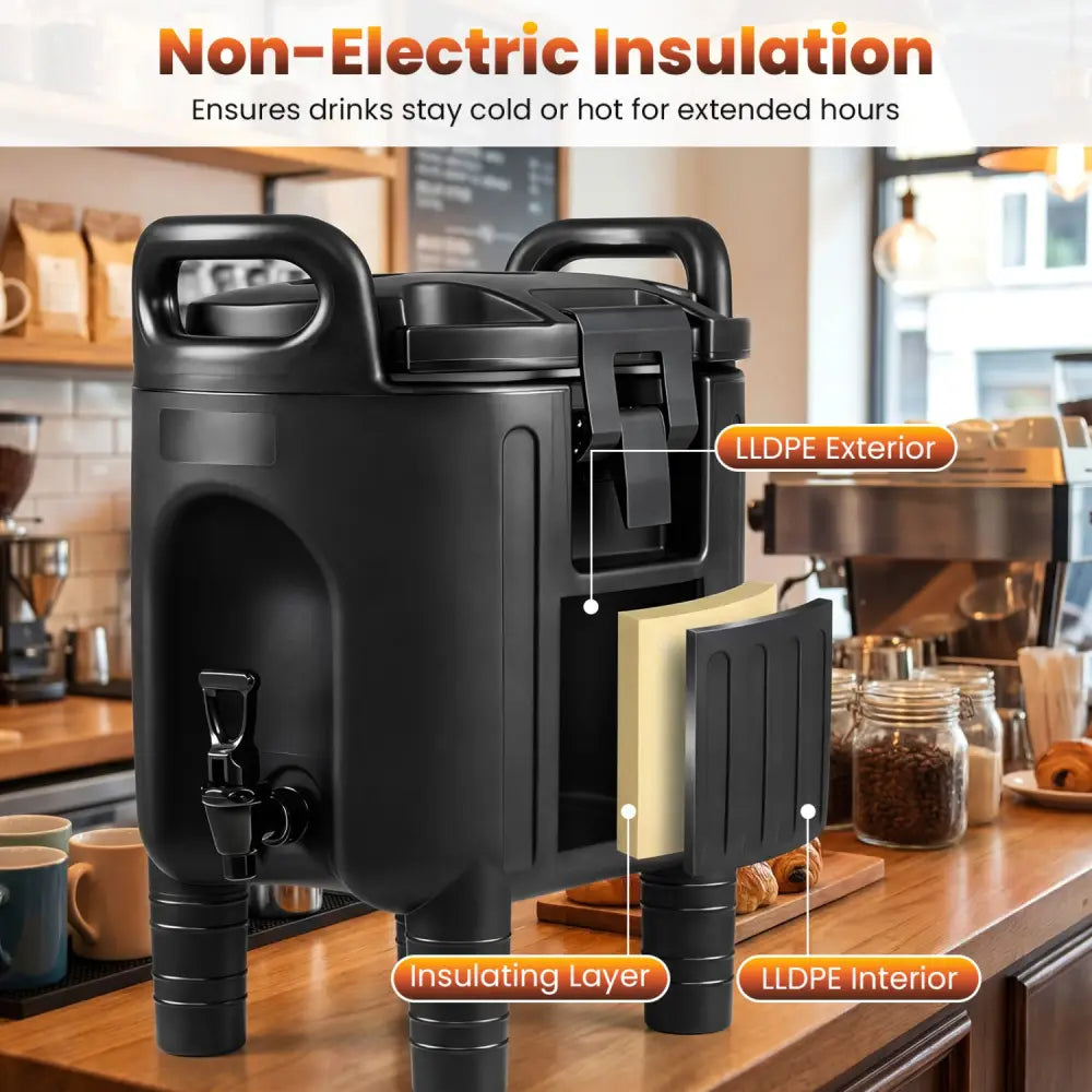 2.6 Gal Insulated Beverage Dispensers Set of 3 with Handles-Black - Black - Water Dispensers