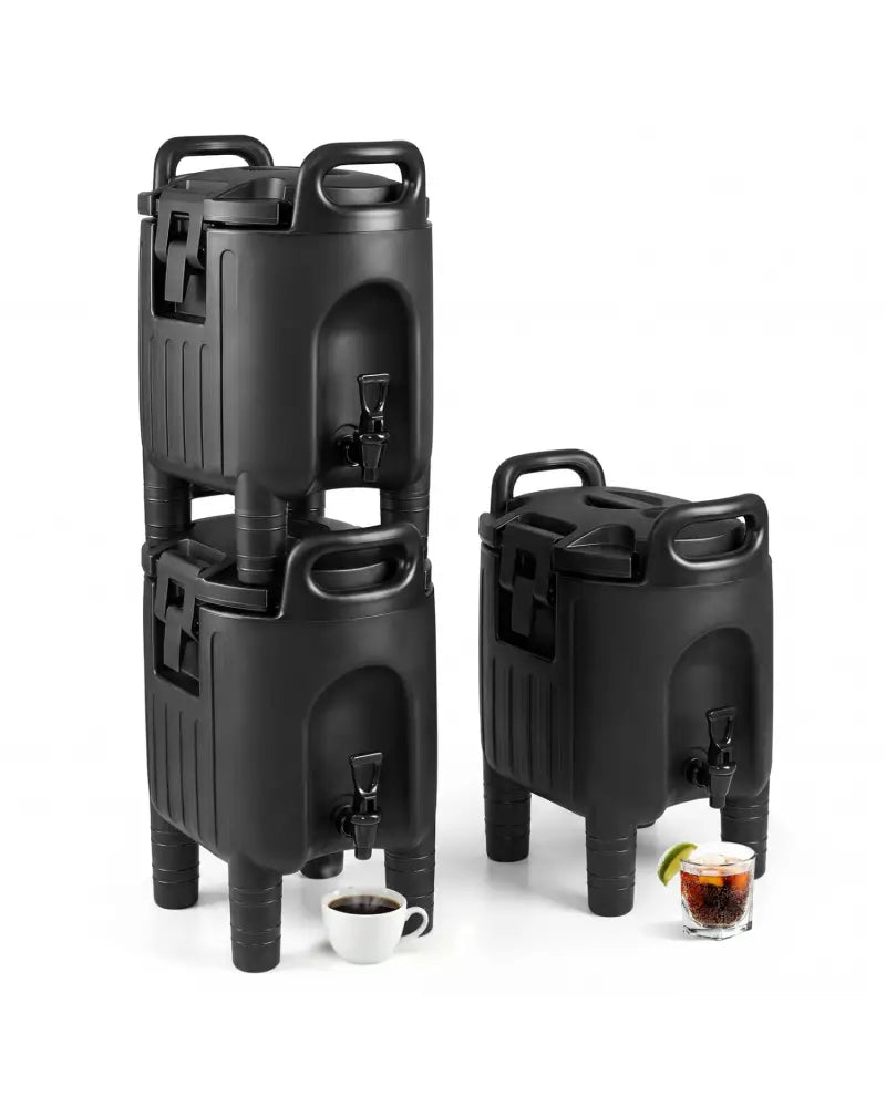 2.6 Gal Insulated Beverage Dispensers Set of 3 with Handles-Black - Black - Water Dispensers