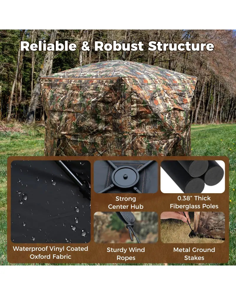 2-6 Person Side-by-Side Hunting Blinds Double One-way See-through Ground Blinds - Tents