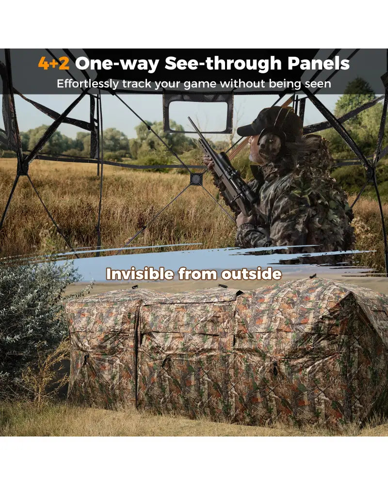 2-6 Person Side-by-Side Hunting Blinds Double One-way See-through Ground Blinds - Tents