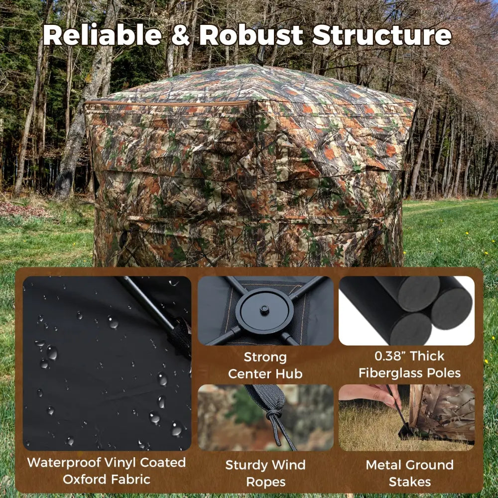2-6 Person Side-by-Side Hunting Blinds Double One-way See-through Ground Blinds - Tents
