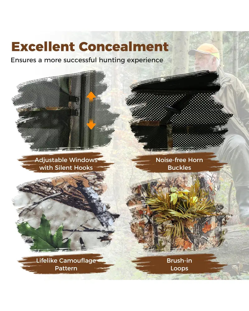 2-6 Person Side-by-Side Hunting Blinds Double One-way See-through Ground Blinds - Tents