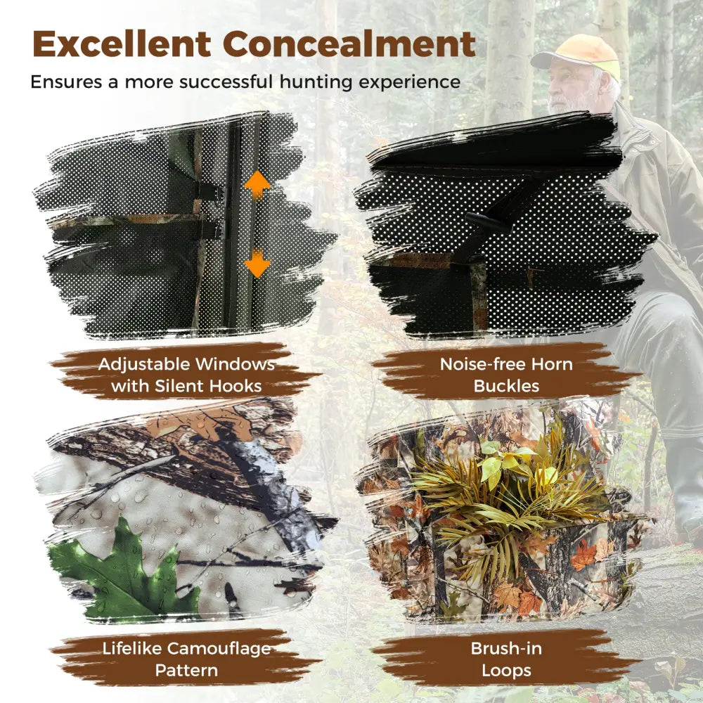 2-6 Person Side-by-Side Hunting Blinds Double One-way See-through Ground Blinds - Tents
