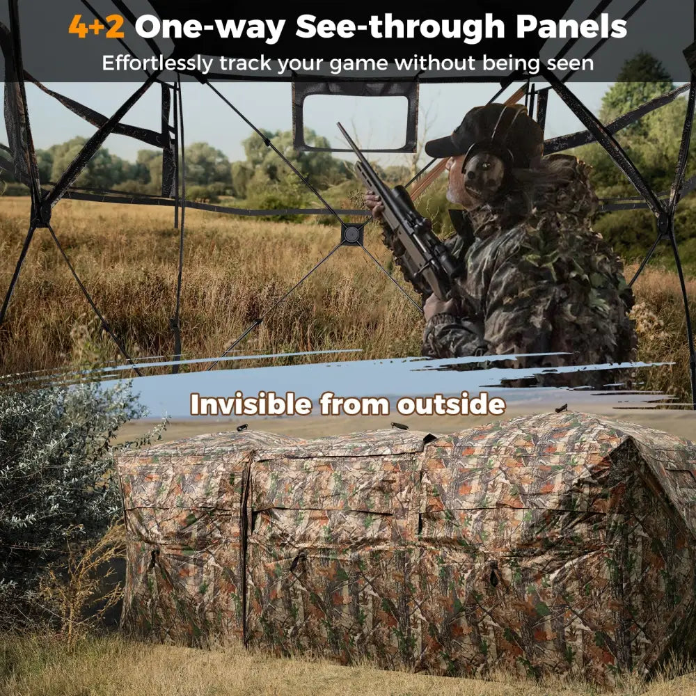 2-6 Person Side-by-Side Hunting Blinds Double One-way See-through Ground Blinds - Tents