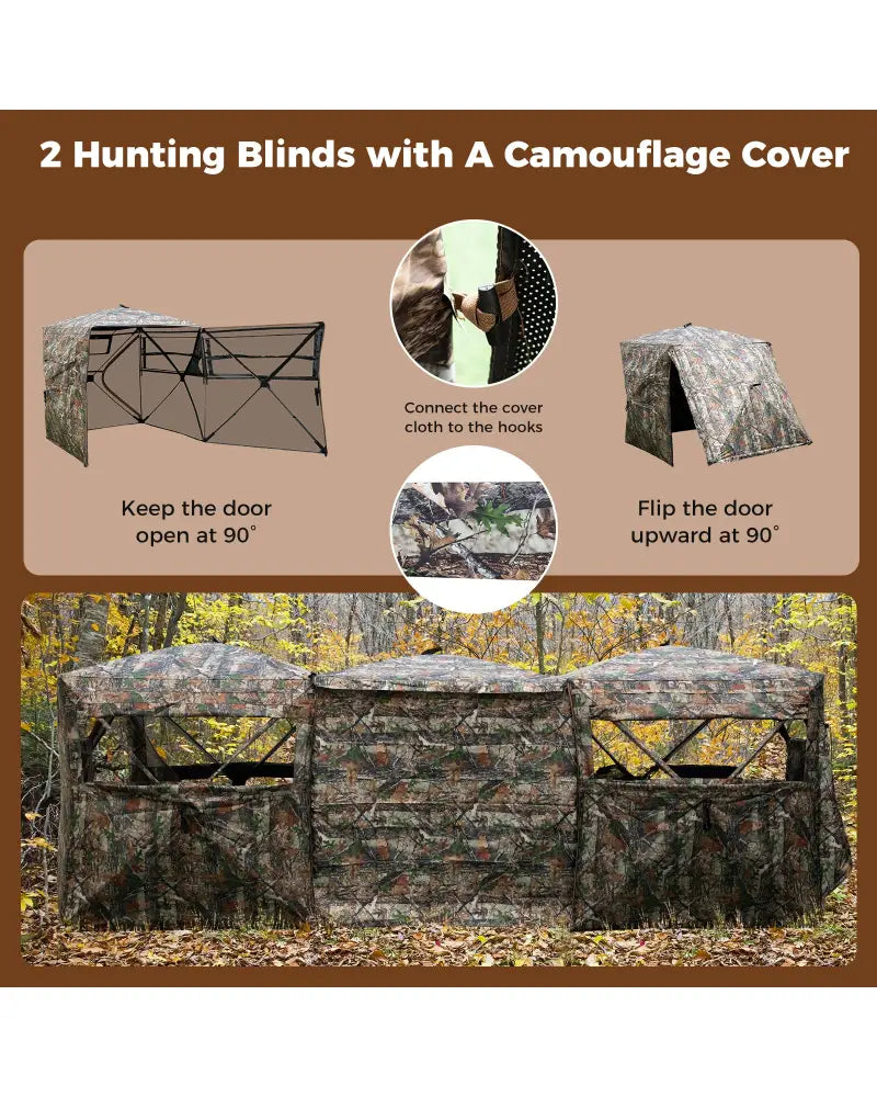 2-6 Person Side-by-Side Hunting Blinds Double One-way See-through Ground Blinds - Tents