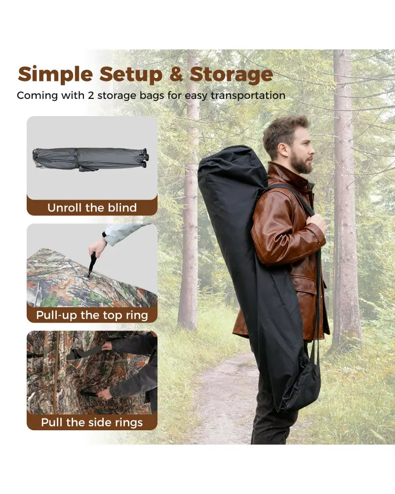2-6 Person Side-by-Side Hunting Blinds Double One-way See-through Ground Blinds - Tents