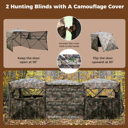 2-6 Person Side-by-Side Hunting Blinds Double One-way See-through Ground Blinds - Tents