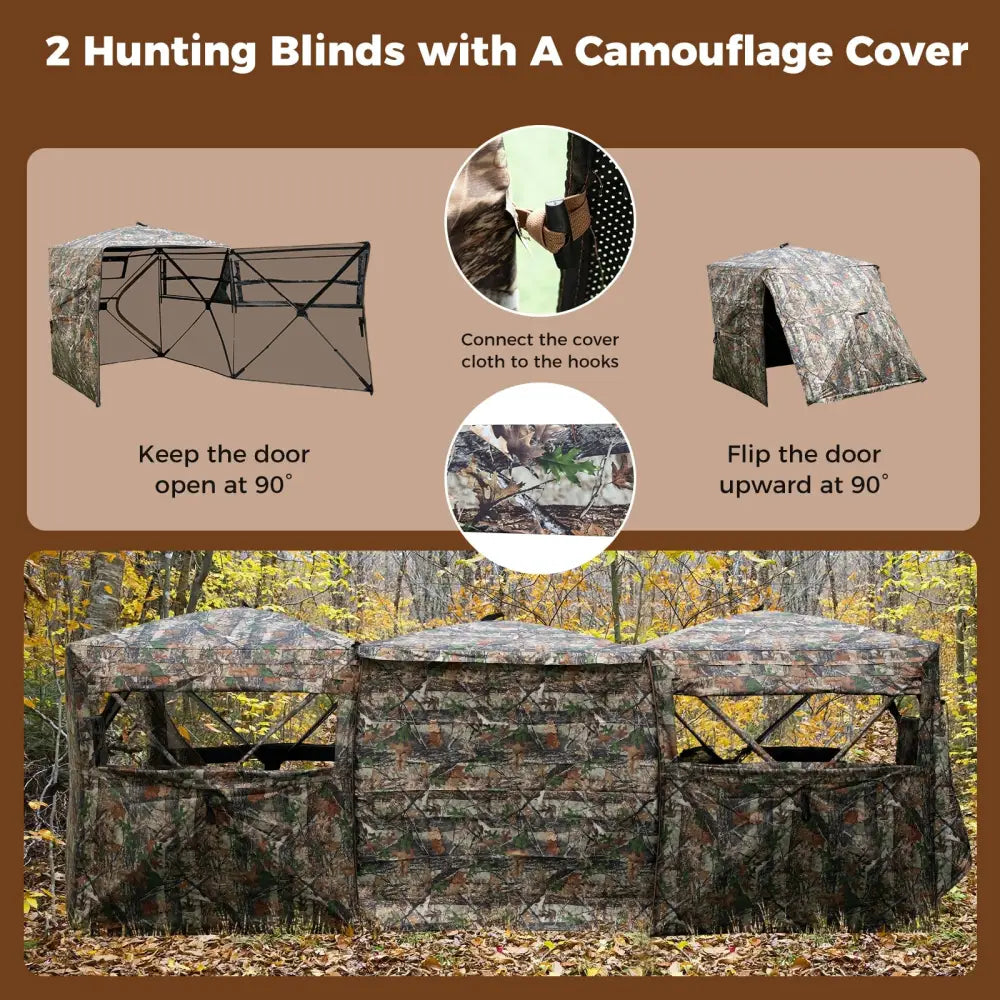 2-6 Person Side-by-Side Hunting Blinds Double One-way See-through Ground Blinds - Tents