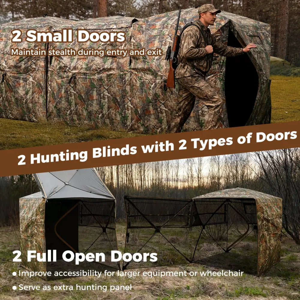2-6 Person Side-by-Side Hunting Blinds Double One-way See-through Ground Blinds - Tents