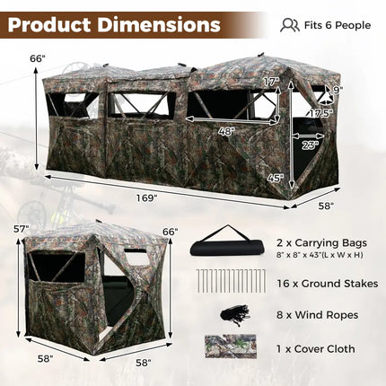 2-6 Person Side-by-Side Hunting Blinds Double One-way See-through Ground Blinds - Tents