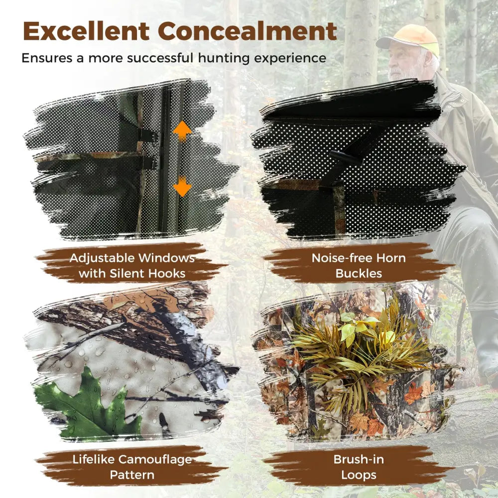 2-6 Person Side-by-Side Hunting Blinds Double One-way See-through Ground Blinds - Tents