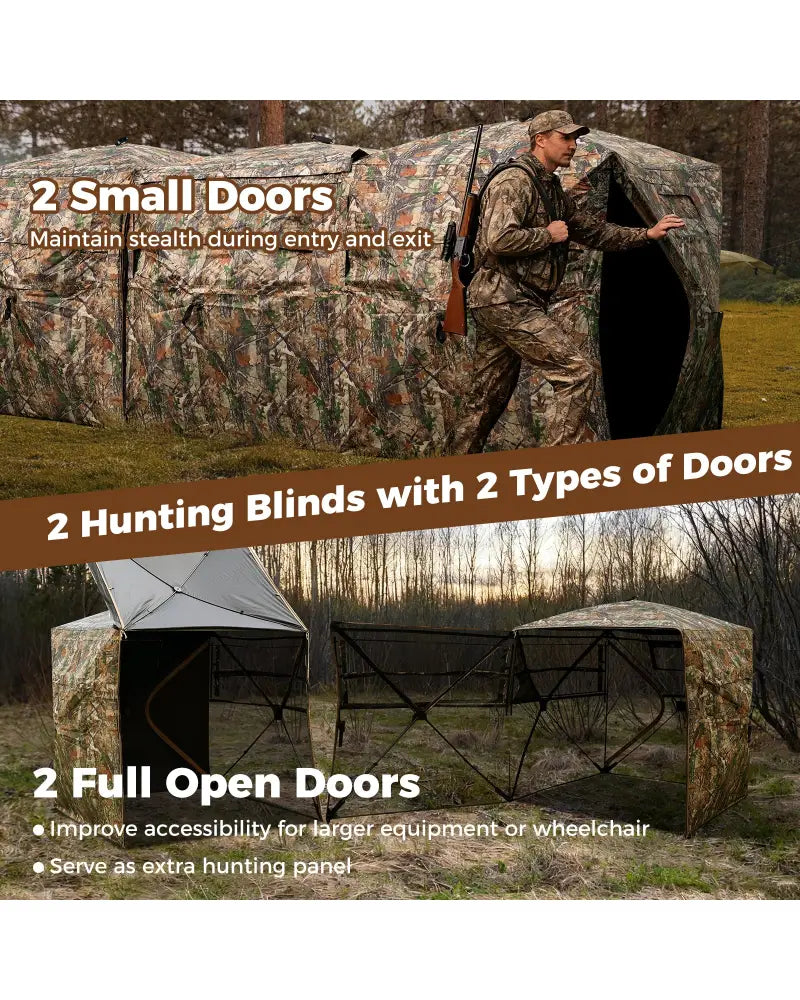 2-6 Person Side-by-Side Hunting Blinds Double One-way See-through Ground Blinds - Tents