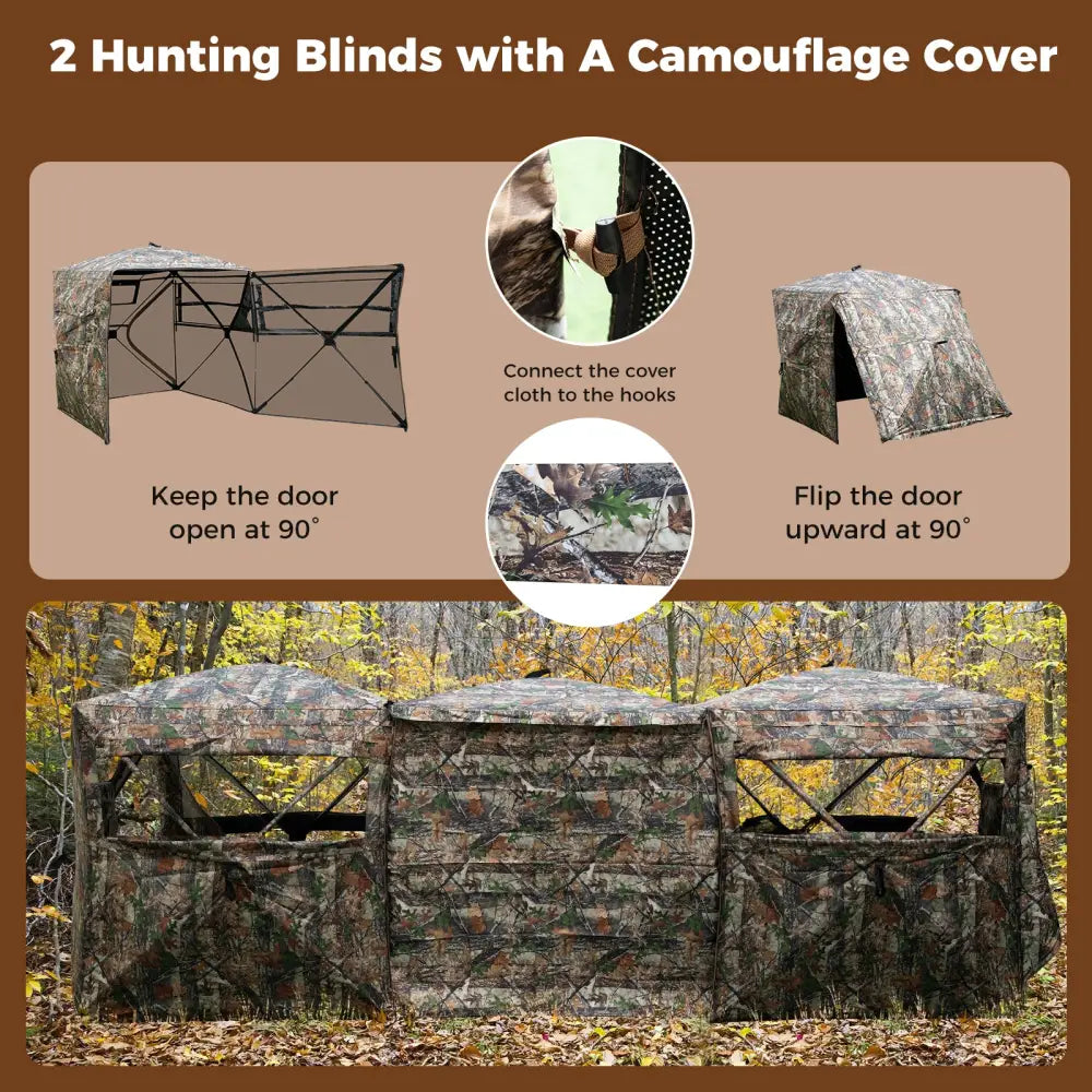 2-6 Person Side-by-Side Hunting Blinds Double One-way See-through Ground Blinds - Tents