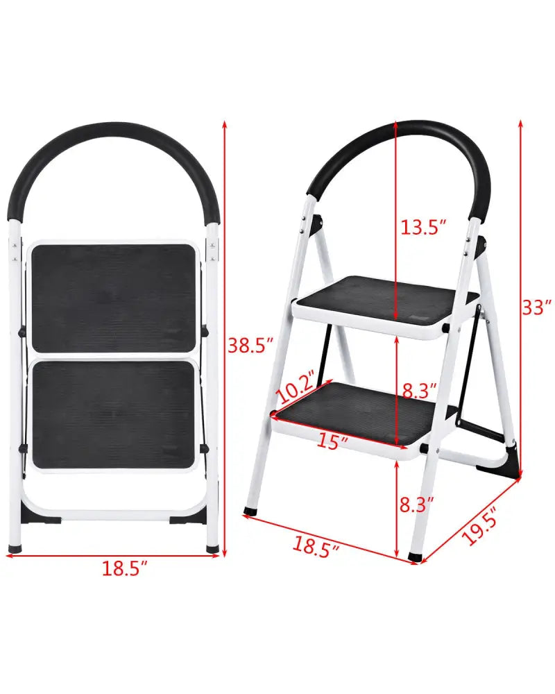 2.75 Feet Folding Step Stool with Iron Frame and Anti-Slip Pedals for 330lbs Capacity - Black - Ladders