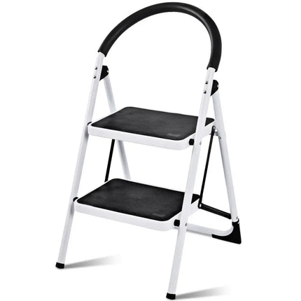 2.75 Feet Folding Step Stool with Iron Frame and Anti-Slip Pedals for 330lbs Capacity - Black - Ladders