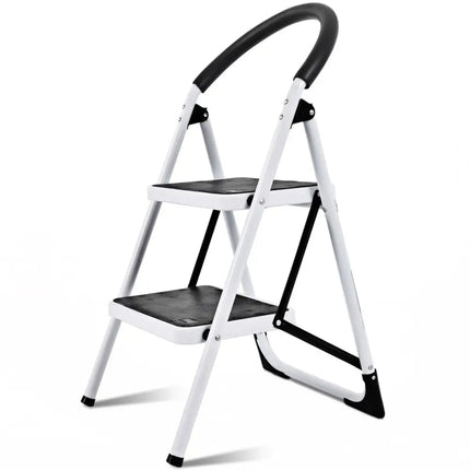 2.75 Feet Folding Step Stool with Iron Frame and Anti-Slip Pedals for 330lbs Capacity - Black - Ladders