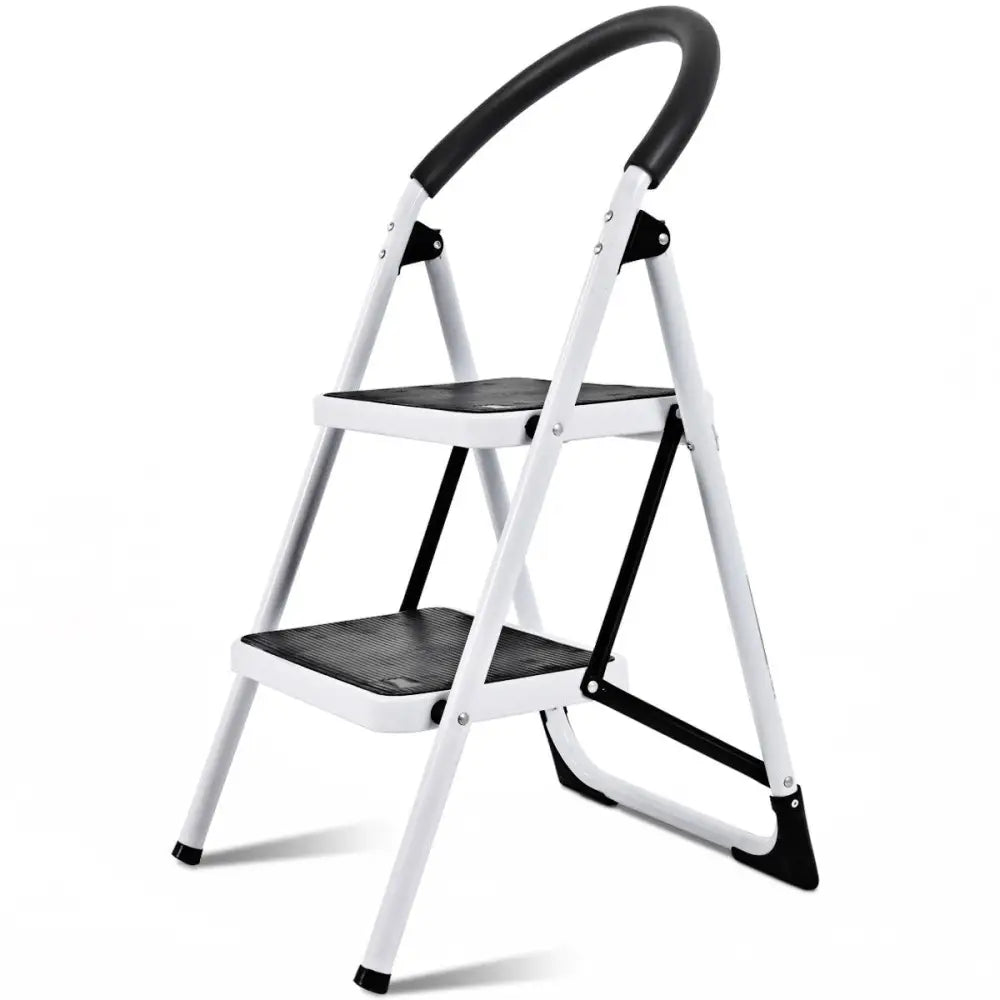 2.75 Feet Folding Step Stool with Iron Frame and Anti-Slip Pedals for 330lbs Capacity - Black - Ladders