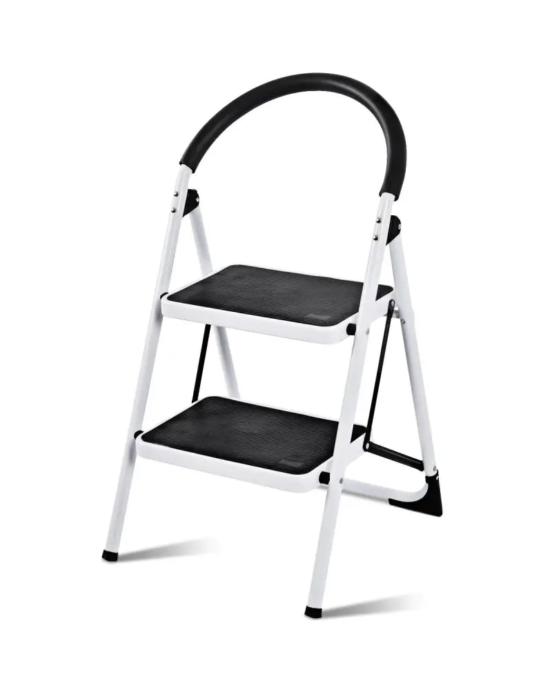 2.75 Feet Folding Step Stool with Iron Frame and Anti-Slip Pedals for 330lbs Capacity - Black - Ladders