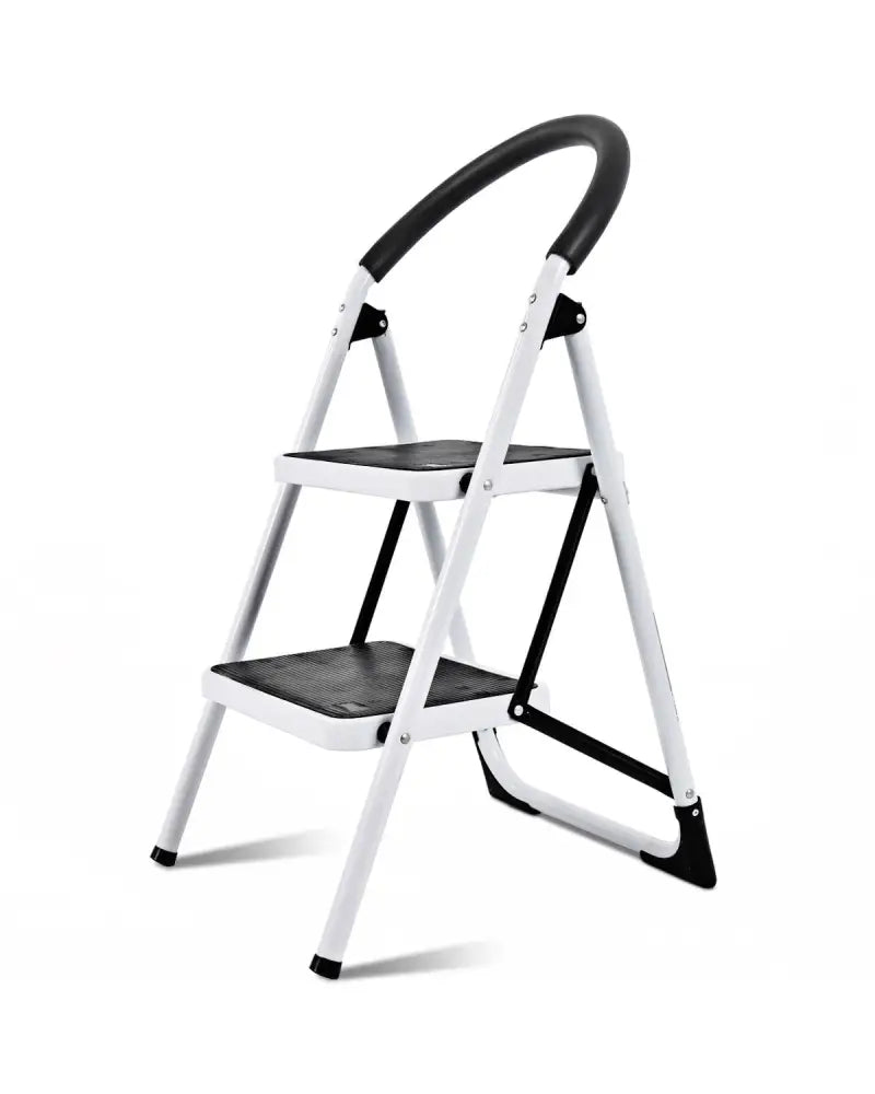 2.75 Feet Folding Step Stool with Iron Frame and Anti-Slip Pedals for 330lbs Capacity - Black - Ladders