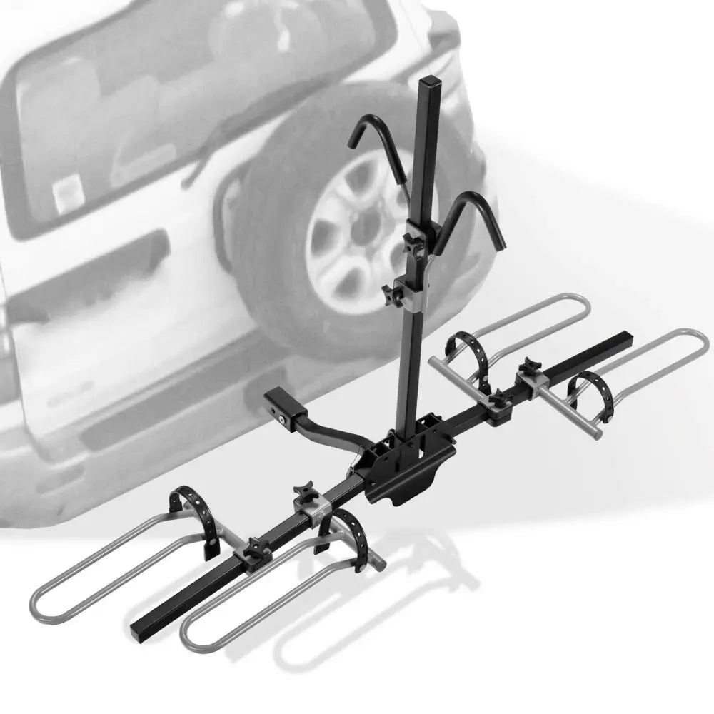 2-Bike Hitch Mount Bike Rack for 1-1/4 Inch or 2 Inch Receiver-Black - Black - Garages