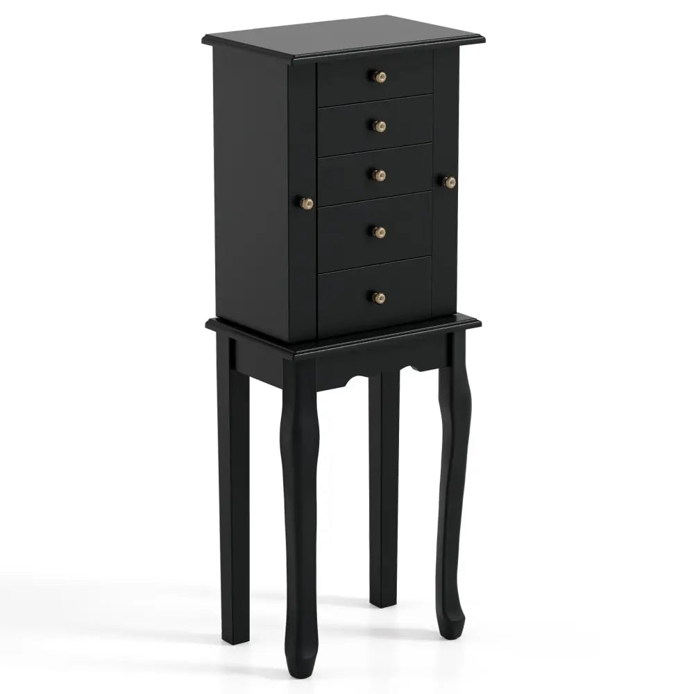 2 Colors Armoire Storage Standing Jewelry Cabinet with Mirror - Black - Oasis Home Essentials