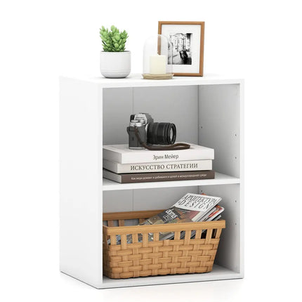 2-Cube Bookcase Floor Standing Open Bookshelf with 5-Position Adjustable Shelf-White Costway