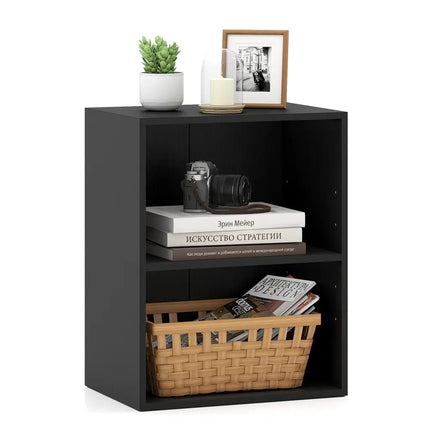 2-Cube Bookcase Floor Standing Open Bookshelf with 5-Position Adjustable Shelf-Black Costway