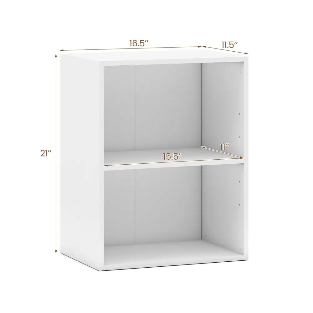 2-Cube Bookcase Floor Standing Open Bookshelf with 5-Position Adjustable Shelf-White Costway