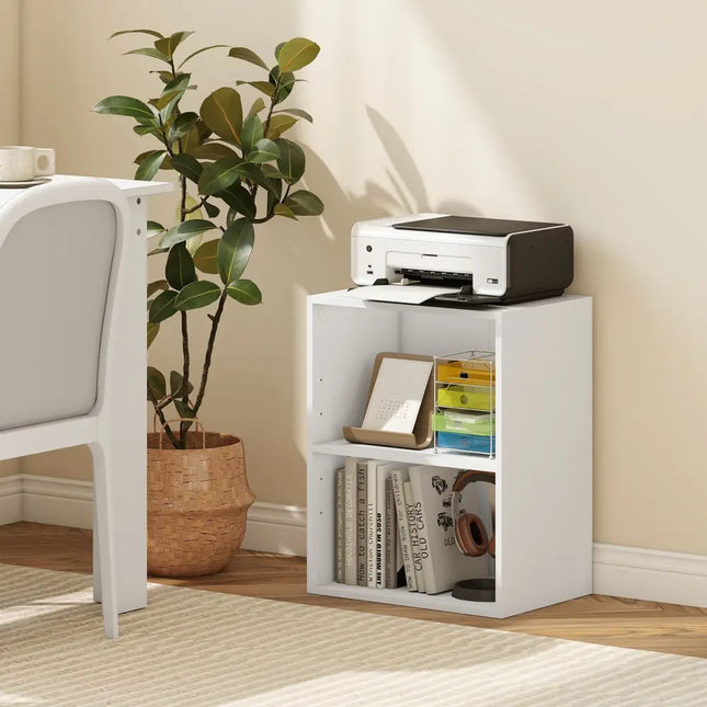 2-Cube Bookcase Floor Standing Open Bookshelf with 5-Position Adjustable Shelf-White Costway
