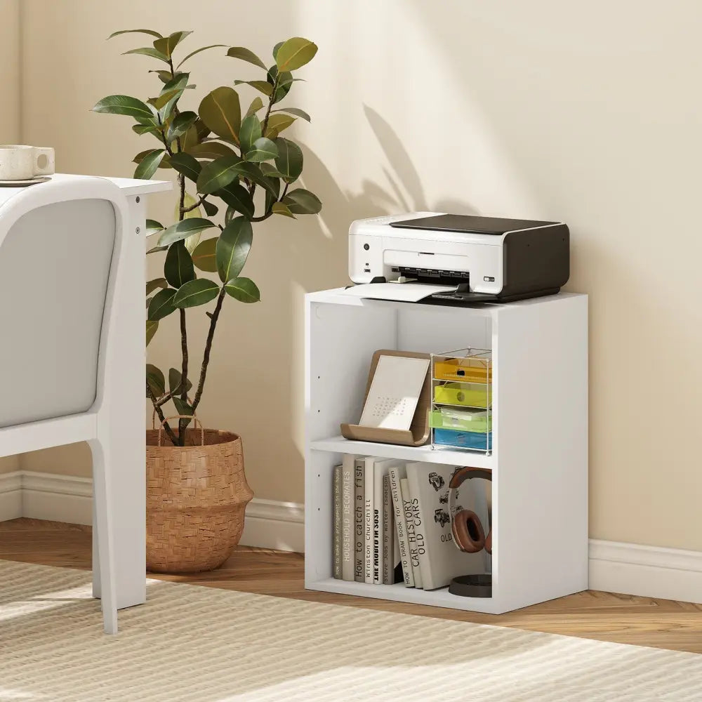 2-Cube Bookcase Floor Standing Open Bookshelf with 5-Position Adjustable Shelf-White Costway