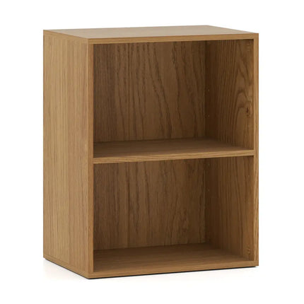 2-Cube Bookcase Floor Standing Open Bookshelf with 5-Position Adjustable Shelf-Natural Costway