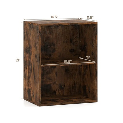 2-Cube Bookcase Floor Standing Open Bookshelf with 5-Position Adjustable Shelf-Brown Costway